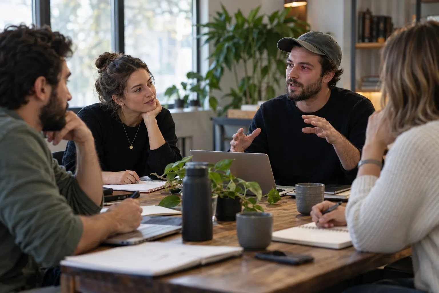 independent publisher listening to peers discuss which affiliate campaign fits their audience