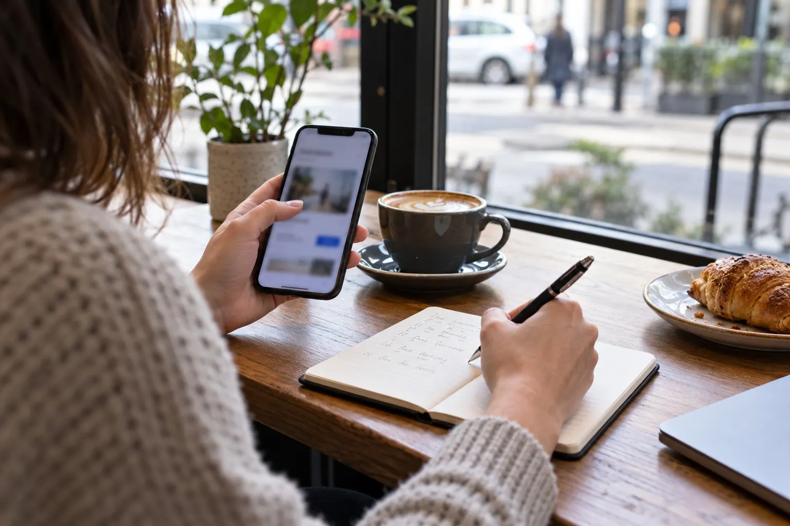 publisher testing a mobile campaign link and noting the result in a notebook
